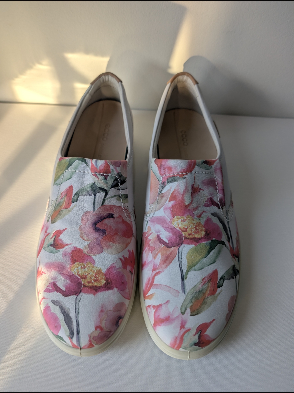 ECCO Soft 7 Floral Leather Slip-On Sneakers EU 41 US Women's 10–10.5
